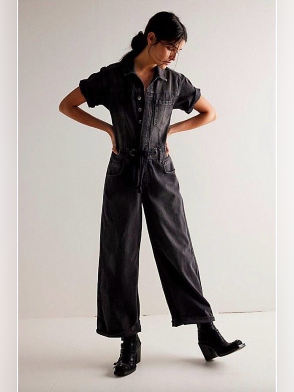 Free People Edison Wide-Leg Coveralls Jumpsuit